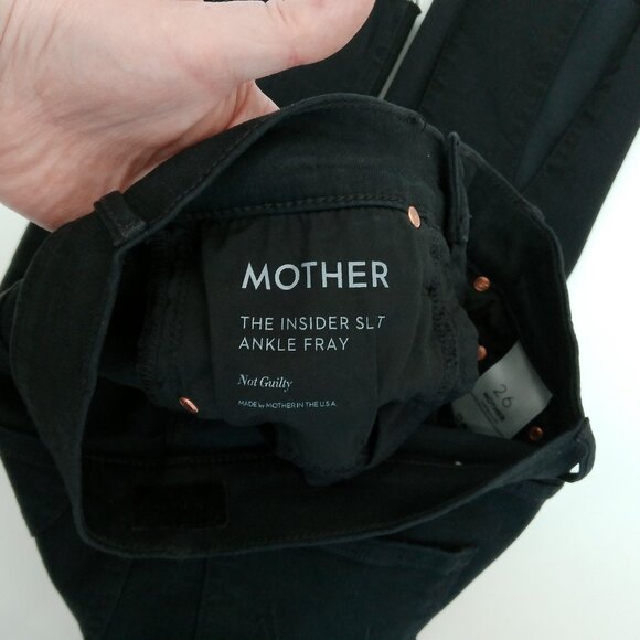 MOTHER The Insider Slit Ankle Fray Jean Women's 26 Not Guilty Black Distressed - Picture 11 of 15